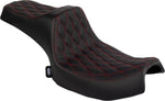 Drag Specialties Predator III Double Diamond Seat For Indian Challenger 108 ABS 2020-2025 - Black/Red