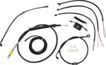 LA Choppers Complete Low Rider Midnight Braided Handlebar Cable/Brake Hose Kit For Harley Davidson FLDE 1750 ABS 2018-2020 38 cm - 43 cm (15" - 17") - Black/Clear-Coated