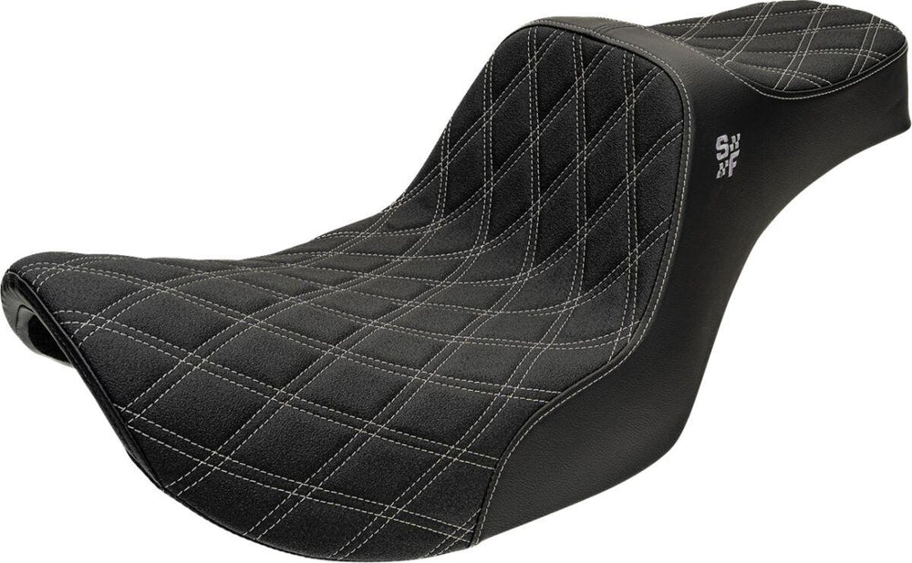 Slyfox High Noon Seat For Harley Davidson FXR1340 1986-1994 Silver Double Diamond - Black