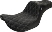 Slyfox High Noon Seat For Harley Davidson FXR1340 1986-1994 Silver Double Diamond - Black