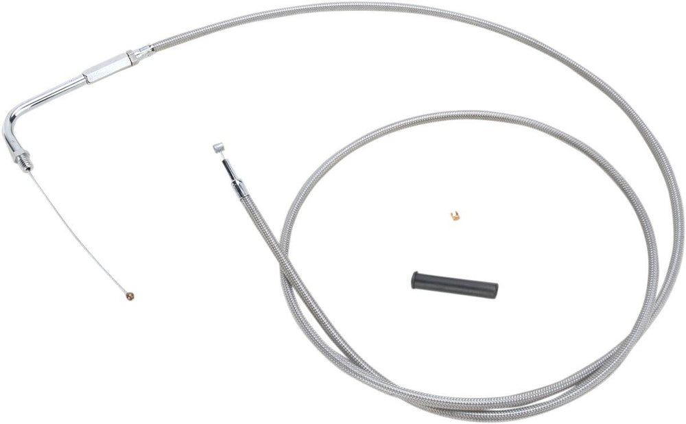 Drag Specialties Stainless Braided Throttle Cable For Harley Davidson FLHR 1340 1994-1995 142 cm (56") - Silver Unfinished