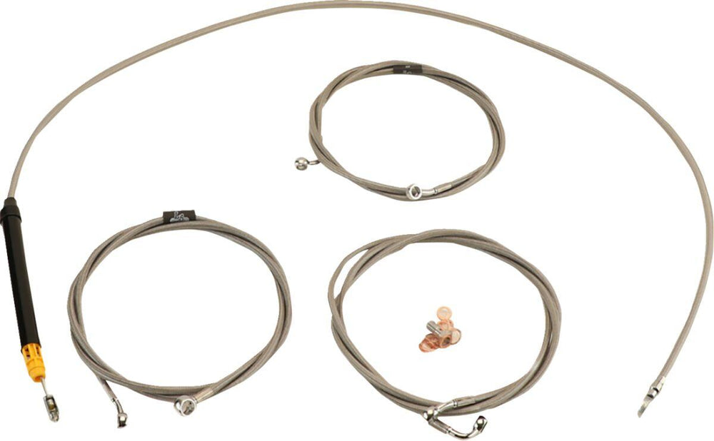 LA Choppers Standard Stainless Braided Handlebar Cable/Brake Hose Kit For Harley Davidson FLHX 1923 ABS 2024-2025 38 cm - 43 cm (15" - 17") - Clear-Coated