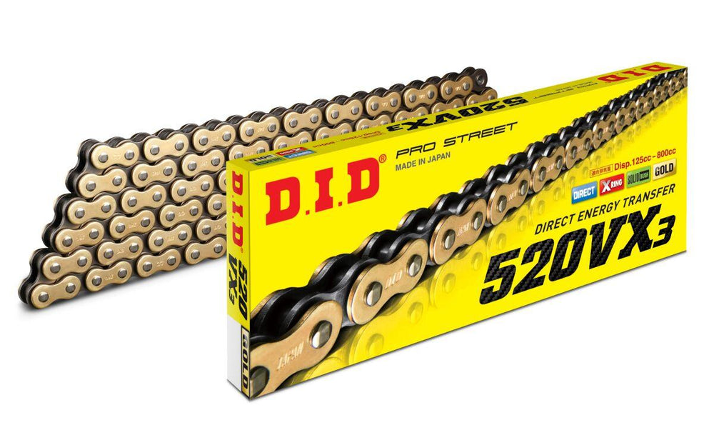 DID 520VX3 Chain 122 Links - Gold/Steel