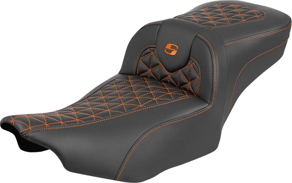 Saddlemen Roadsofa Extended Reach Seat For Harley Davidson FLHX 1923 ABS 2024-2026 Gripper - Black/Orange