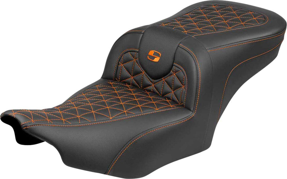 Saddlemen Roadsofa Standard Reach Seat For Harley Davidson FLHX 1923 ABS 2024-2026 Gripper - Black/Orange