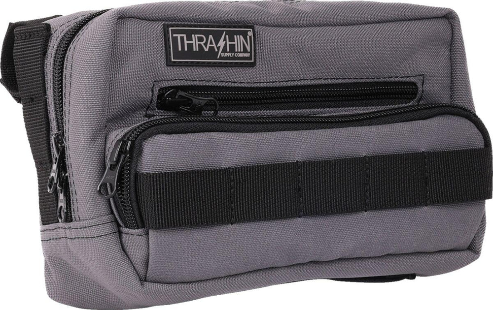 Thrashin Supply Co Handlebar Bag Plus Handlebar Grey/Orange - 12.5cm (5") x 22.9cm (9") x 10 cm (4")