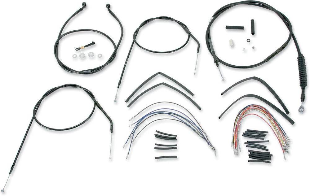 Burly Cable Line Kit for Ape Hanger Handlebars For Harley Davidson XL 1200 C 1997-2003 40.5cm (16") - Black