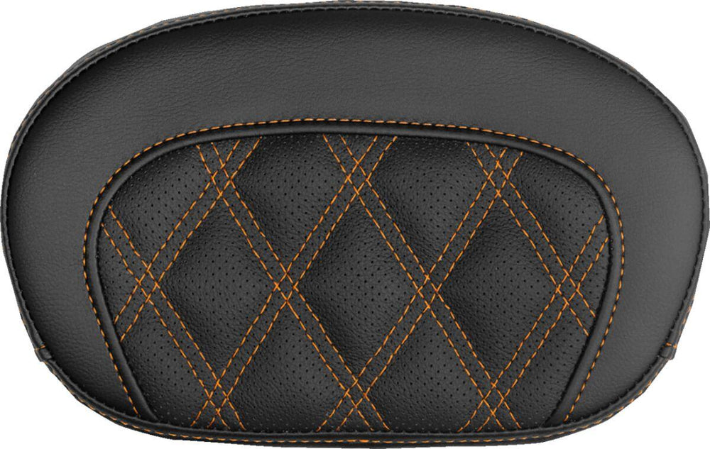 Saddlemen Mini Contour Cruiser Motorcycle Seat Sissy Bar Pad 16,5 cm (6-1/2") x 26,5 cm (10-1/2") - Lattice Stitched Black/Orange