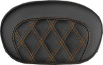 Saddlemen Mini Contour Cruiser Motorcycle Seat Sissy Bar Pad 16,5 cm (6-1/2") x 26,5 cm (10-1/2") - Lattice Stitched Black/Orange