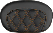 Saddlemen Mini Contour Cruiser Motorcycle Seat Sissy Bar Pad 16,5 cm (6-1/2") x 26,5 cm (10-1/2") - Lattice Stitched Black/Orange