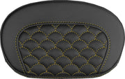 Saddlemen Mini Contour Cruiser Motorcycle Seat Sissy Bar Pad 16,5 cm (6-1/2") x 26,5 cm (10-1/2") - Dragon Stitch Black/Gold