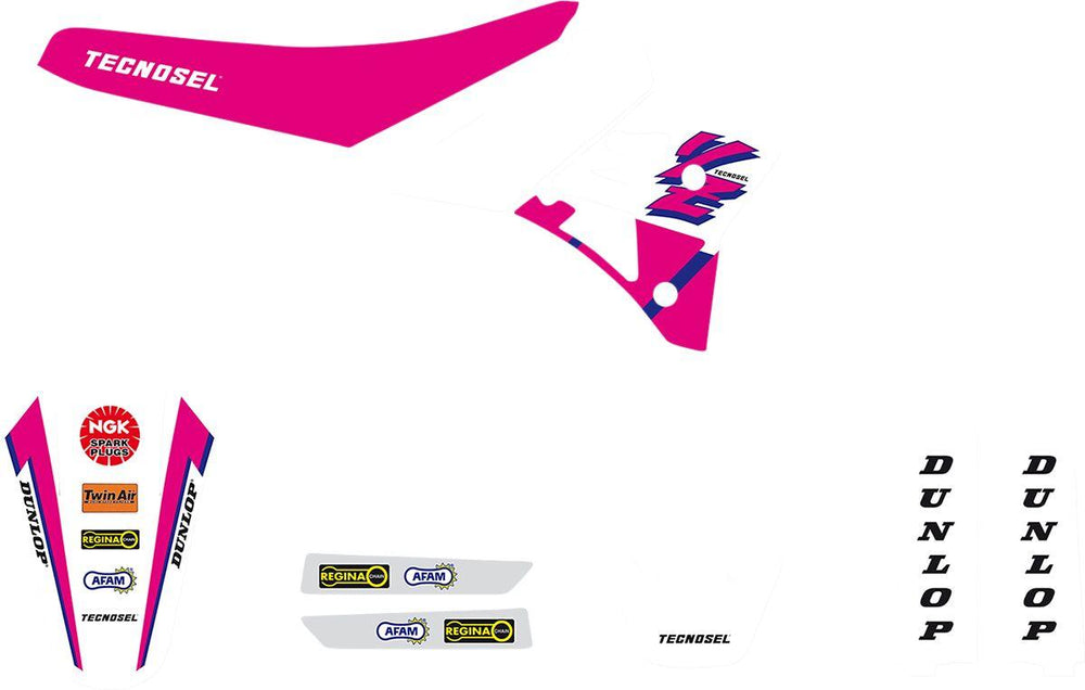 Tecnosel Graphics Kit For Yamaha YZ125 1991-1992 - Multi/Pink/White
