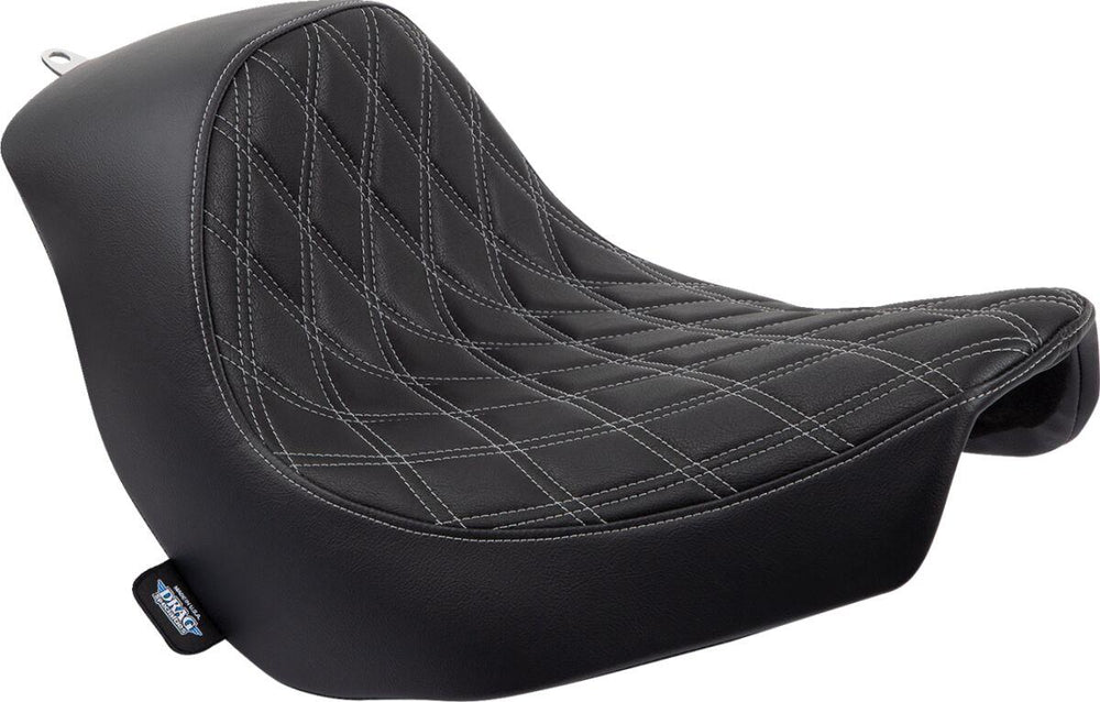 Drag Specialties Solo Seat For Harley Davidson FLSB 1750 2018-2023 Silver Stitching Double Diamond - Black Silver