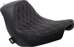 Drag Specialties Solo Seat For Harley Davidson FLSB 1750 2018-2023 Silver Stitching Double Diamond - Black Silver