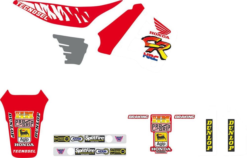 Tecnosel Graphics Kit For Honda CR125 1991-1992 - Red/White