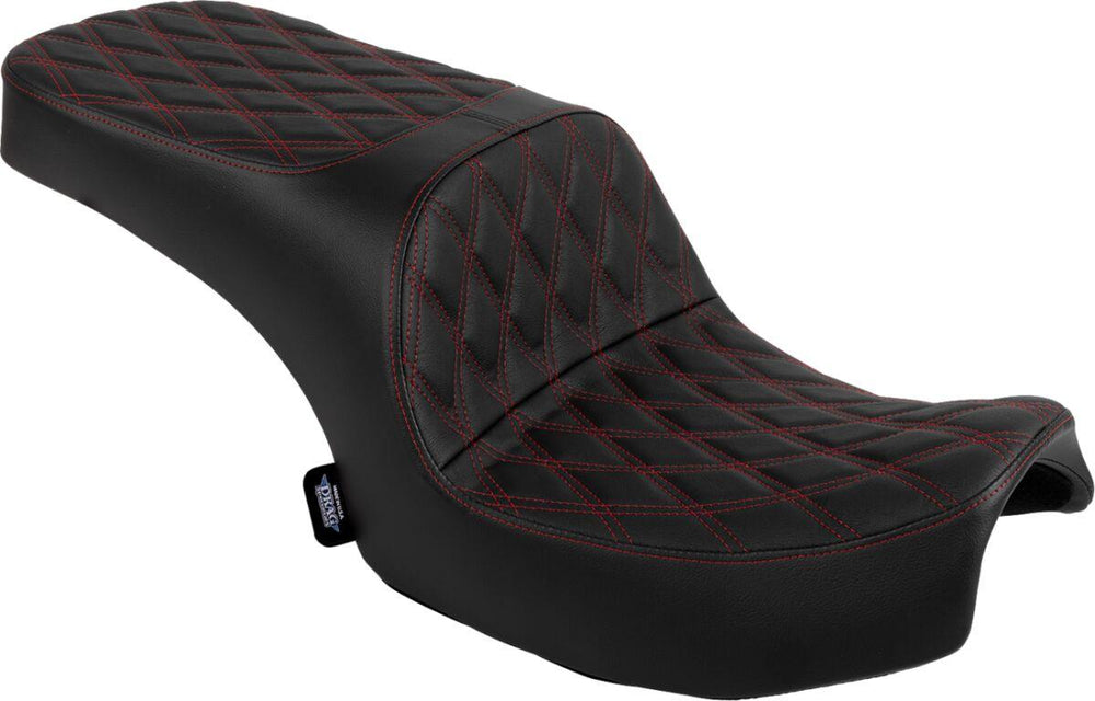 Drag Specialties Freedom Touring Double Diamond Seat For Indian Challenger 108 ABS 2020-2025 - Black/Red