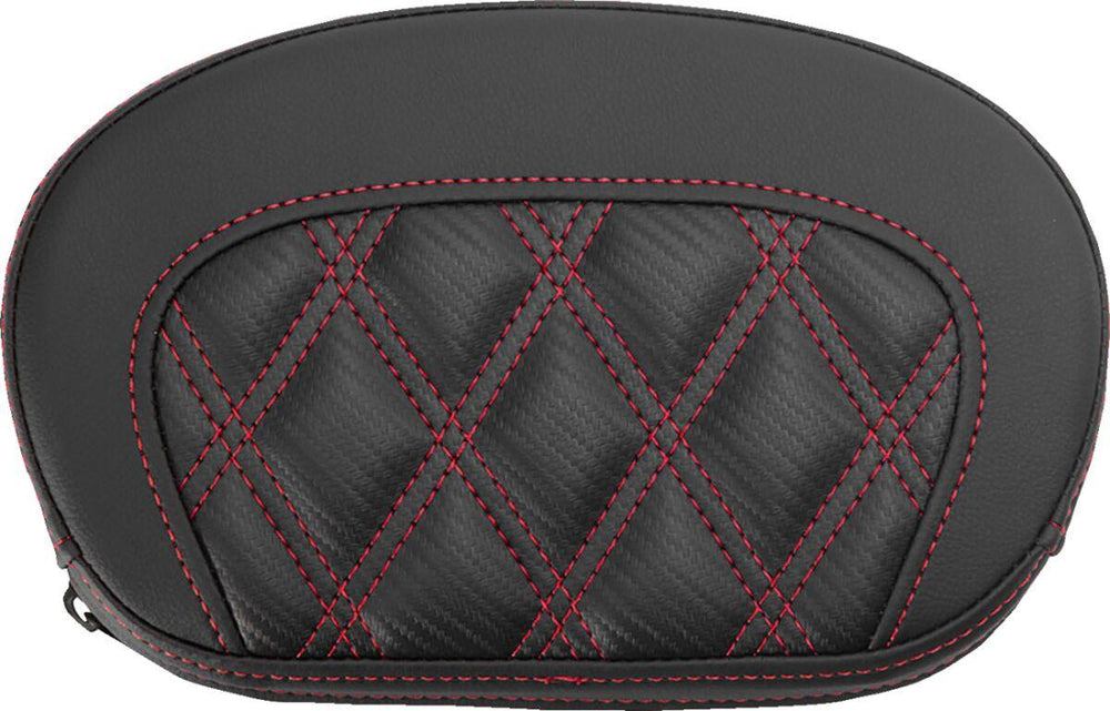 Saddlemen Mini Contour Cruiser Motorcycle Seat Sissy Bar Pad 16,5 cm (6-1/2") x 26,5 cm (10-1/2") - Lattice Stitched Black/Red
