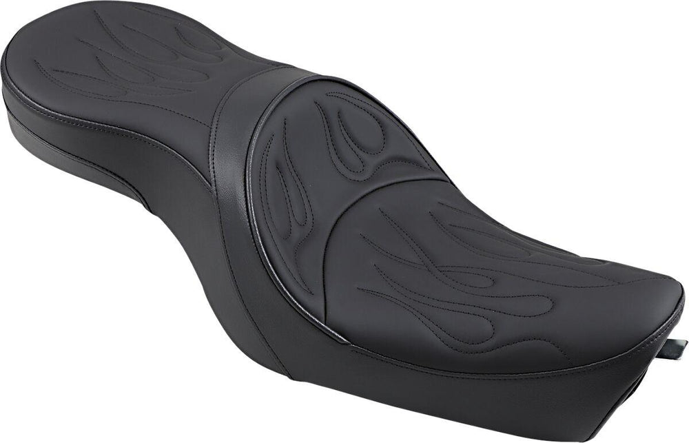 Drag Specialties Low-Profile Touring Seat For Harley Davidson XL 1200 C 2004-2020 Flame Stitched - Black