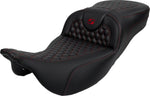 Saddlemen Honeycomb Roadsofa Seat For Harley Davidson FLH 1868 2021 - Black/Red (Driver Seat Length:44.5 cm)