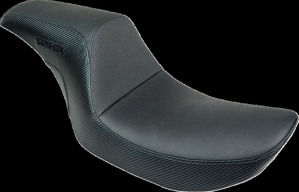 Slyfox The Drifter Seat For Harley Davidson FXR1340 1986-1994 Carbon Fiber/Logo/Smooth - Black