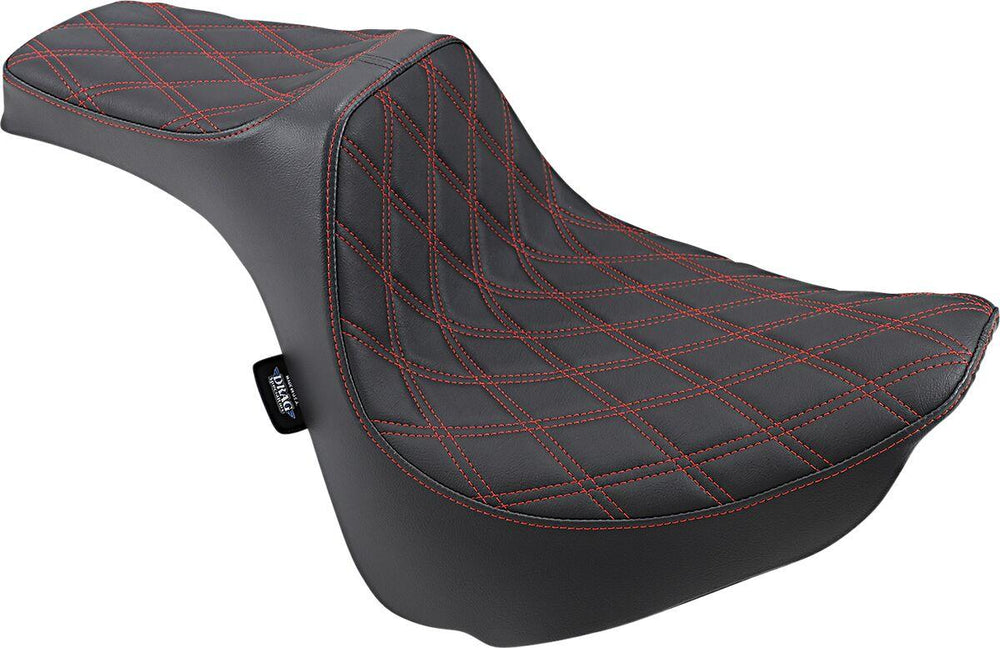 Drag Specialties Predator III Double Diamond Seat For Harley Davidson FXFB 1750 2018-2019 - Black Red
