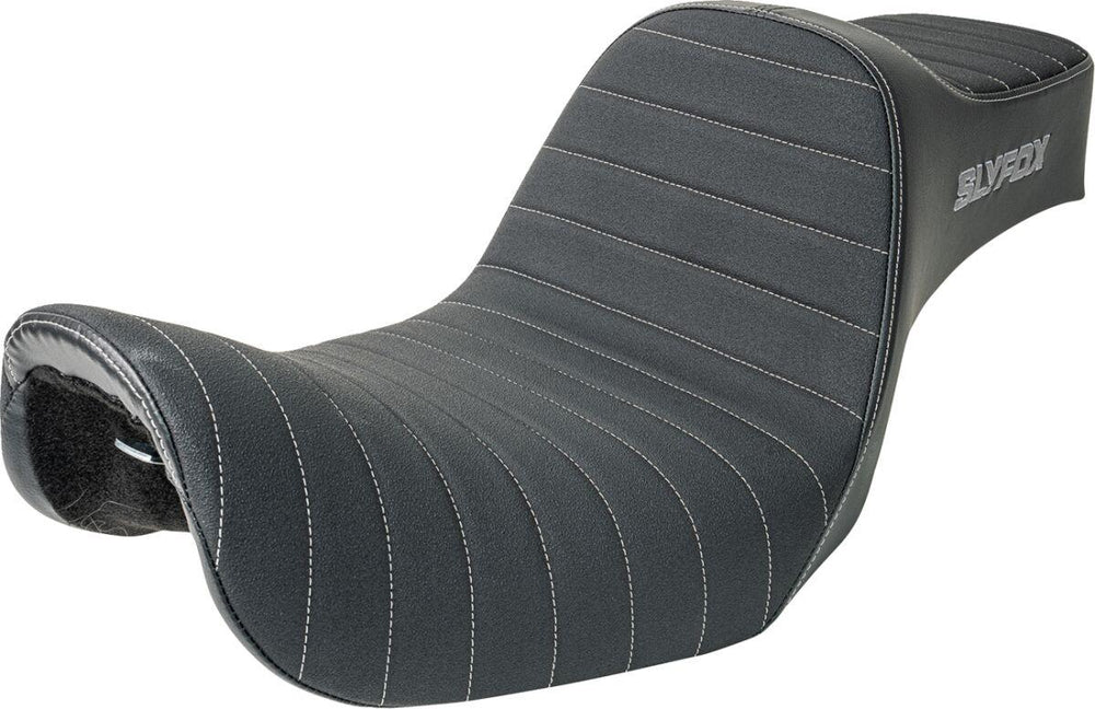 Slyfox High Noon Seat For Harley Davidson FXD 1340 1996-1998 Silver Stitching - Black/Silver