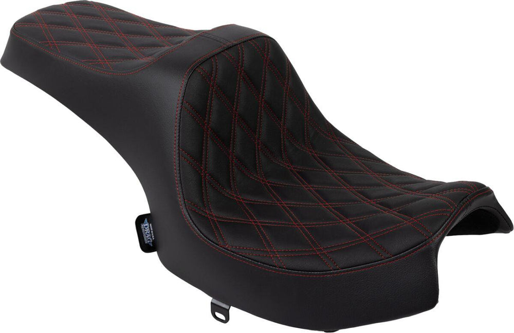 Drag Specialties Predator III Double Diamond Seat For Indian Challenger 108 ABS 2020-2025 - Black/Red