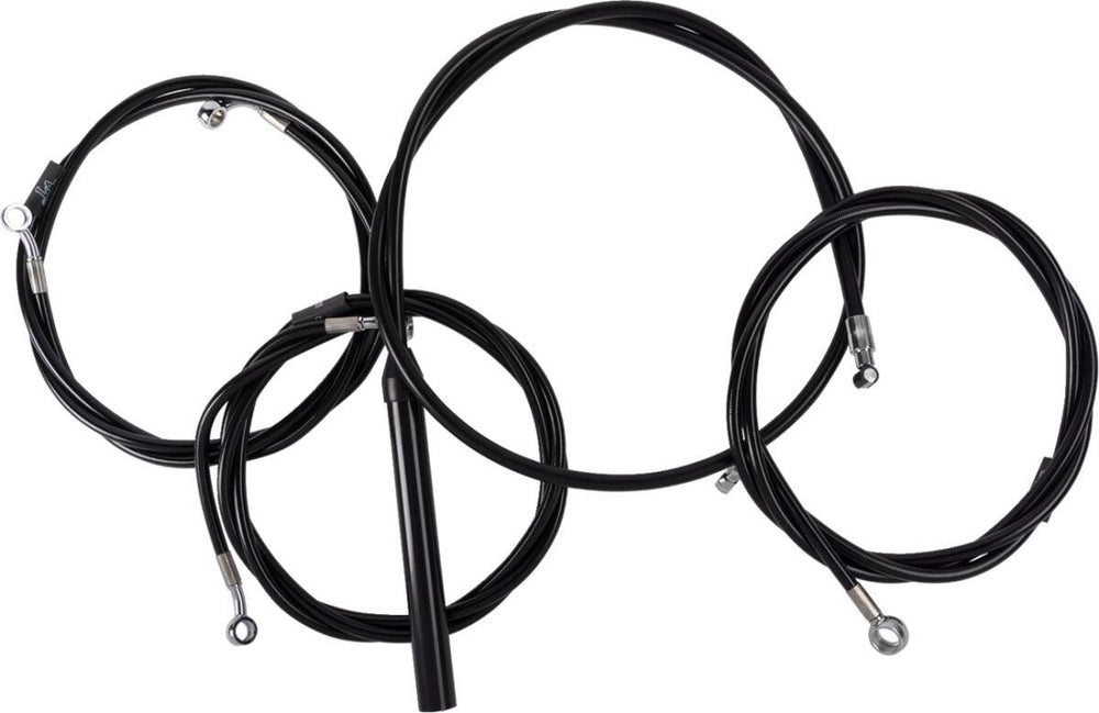 LA Choppers Complete Black Vinyl Braided Handlebar Cable/Brake Hose Kit For Harley Davidson FLHRXS 1868 ABS 2024 38 cm - 43 cm (15" - 17") - Black/Clear-Coated