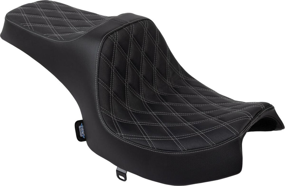 Drag Specialties Predator III Double Diamond Seat For Indian Challenger 108 ABS 2020-2025 - Black/Silver