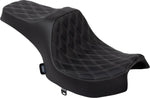 Drag Specialties Predator III Double Diamond Seat For Indian Challenger 108 ABS 2020-2025 - Black/Silver
