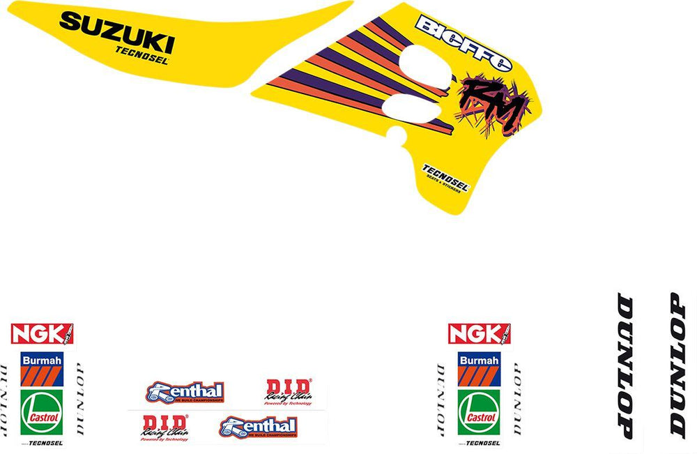 Tecnosel Graphics Kit For Suzuki RM125 1993-1995 - Multi/White/Yellow