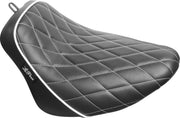 LE Pera Bare Bones Solo Seat For Harley Davidson FLSL 1750 ABS 2018-2021 Diamond Stitch/White Piping - Black/White