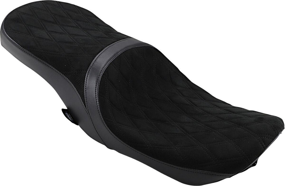 Drag Specialties Low Profile Touring Seat For Harley Davidson FLHR 1584 2008-2011 Suede Double Diamond - Black