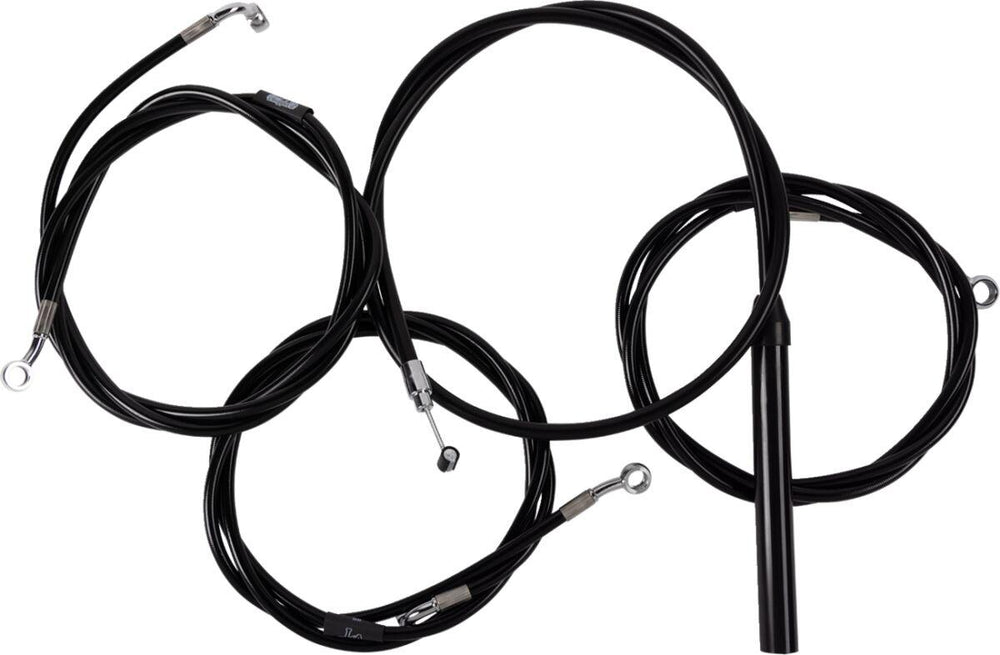 LA Choppers Complete Black Vinyl Braided Handlebar Cable/Brake Hose Kit For Harley Davidson FLHRXS 1868 ABS 2024 30.5 cm - 35.5 cm (12" - 14") - Black/Clear-Coated