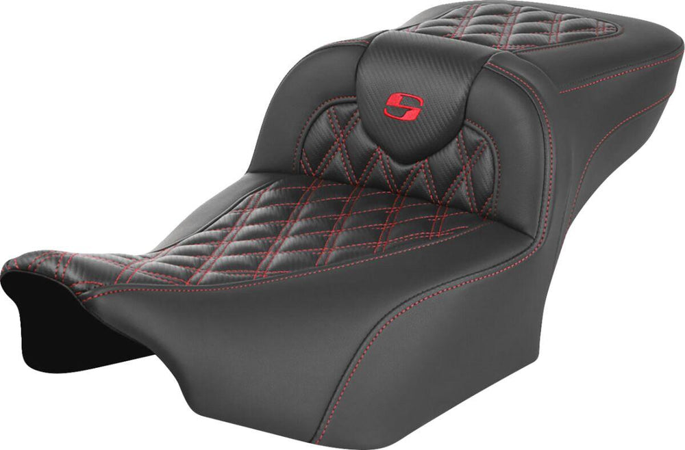 Saddlemen Roadsofa Extended Reach Lattice Stitched Seat For Harley Davidson FLHX 1923 ABS 2024-2026 - Black/Red
