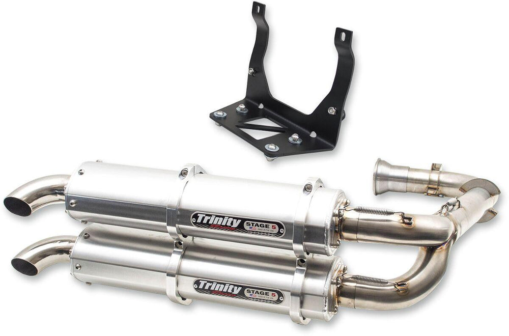 Trinity Racing Stage 5 Dual Exhaust System For Can Am Maverick Turbo 900 EFI 4X4 2017-2018 - Brushed