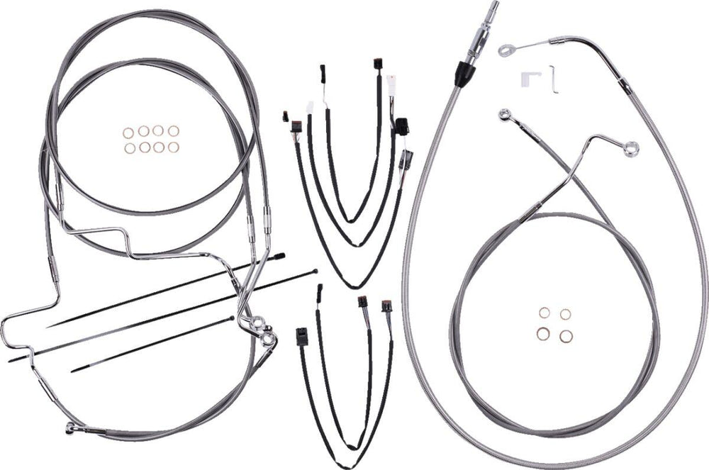 Magnum Shielding XR Handlebar Cable Install Kit For Harley Davidson FLH 1868 2021 30.5 - 35.5cm (12" - 14") - Chrome Clear-Coated