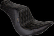 LE Pera Tailwhip Up Front Seat For Harley Davidson FLSB 1750 ABS 2018-2021 Chestnut Double Diamond Stitching - Black