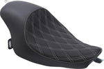Drag Specialties 3 4 Solo Seat For Harley Davidson XL 1200 C 2004-2020 Double Diamond - Black Silver
