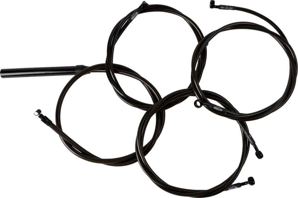 LA Choppers Complete Midnight Braided Handlebar Cable/Brake Hose Kit For Harley Davidson FLHRXS 1868 ABS 2024 Standard - Black/Clear-Coated