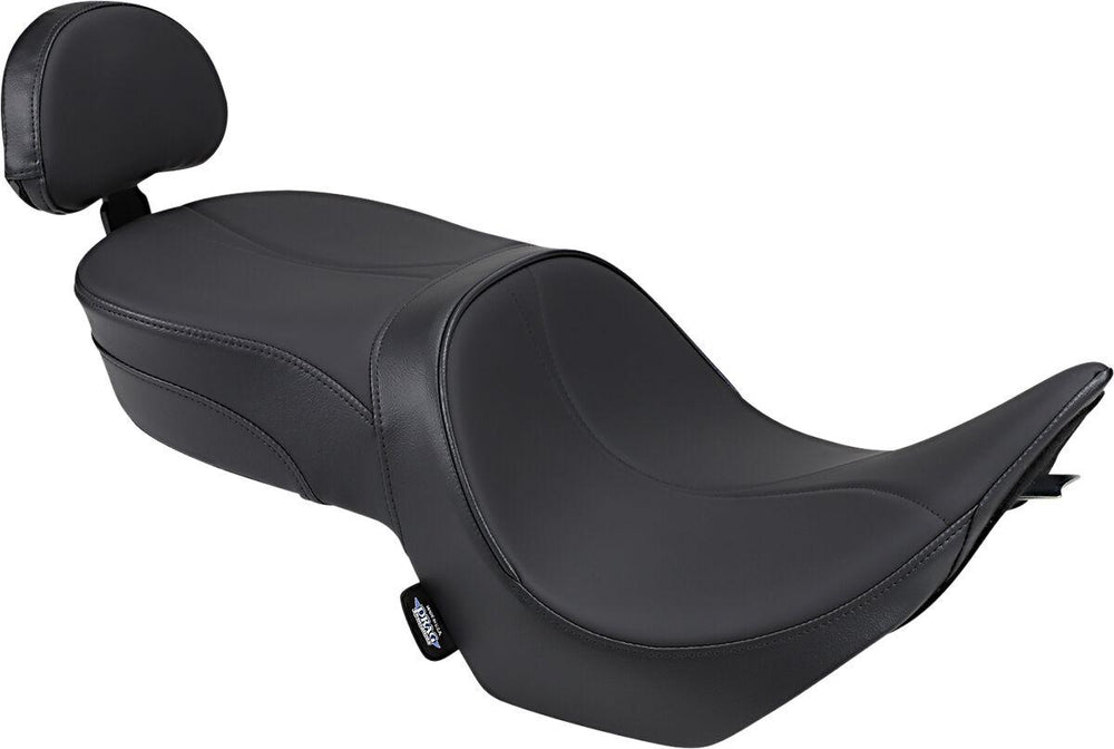 Drag Specialties Low-Profile Touring Seat with Passenger Backrest For Victory Hammer 100 2005-2010 Mild Stitched - Black
