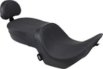 Drag Specialties Low-Profile Touring Seat with Passenger Backrest For Victory Hammer 100 2005-2010 Mild Stitched - Black