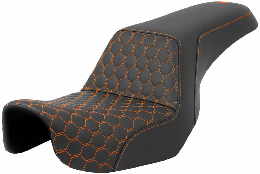 Saddlemen Honeycomb Step Up Seat For Harley Davidson FLD 1690 2012-2013 - Black/Orange