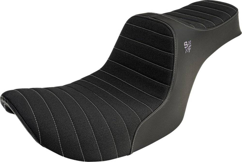 Slyfox High Noon Seat For Harley Davidson FXR1340 1986-1994 Classic Stitch - Black/Silver