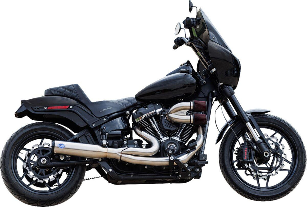 S&S Cycle 2 Into 1 Qualifier Exhaust System For Harley Davidson FLDE 1750 2018-2020 - Brushed