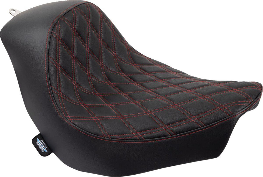 Drag Specialties Solo Seat For Harley Davidson FLSB 1750 2018-2020 Red Stitching Double Diamond - Black Red