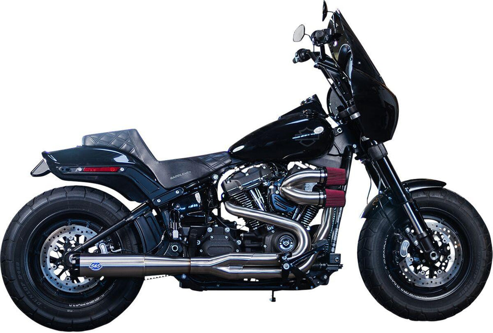 S&S Cycle 2 Into 1 Superstreet Exhaust System For Harley Davidson FLDE 1750 2018-2020 - Stainless Steel