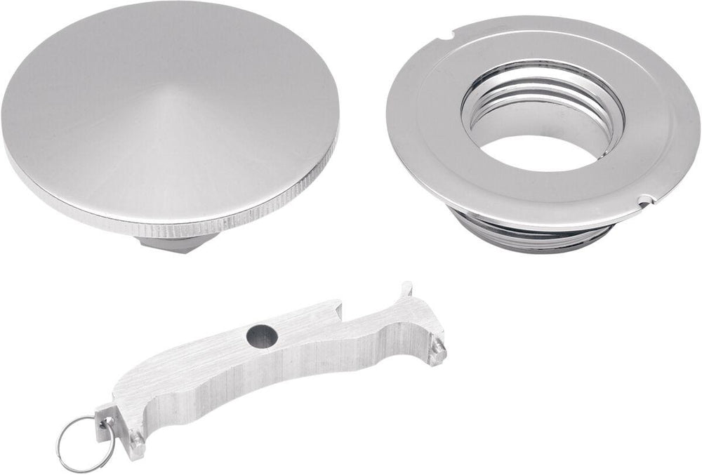 Drag Specialties Fuel Cap with Paint Protectors For Harley Davidson FLD 1690 2012-2013 - Chrome