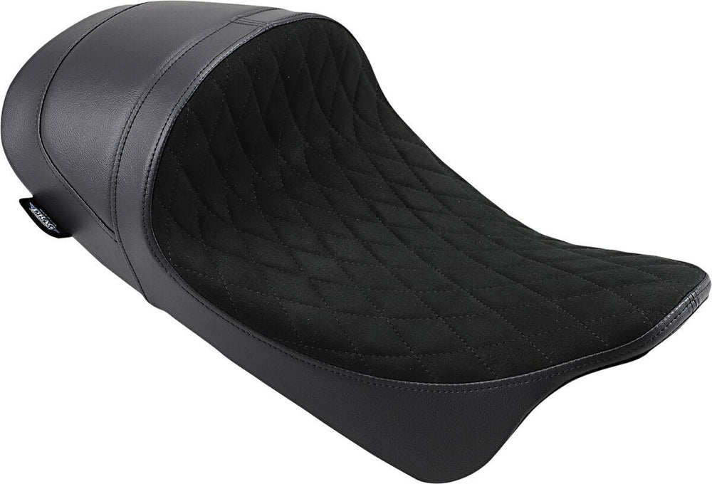 Drag Specialties EZ-On Mount Forward Low Solo Seat For Harley Davidson FLHR 1584 2008-2011 Diamond Faux Suede - Black
