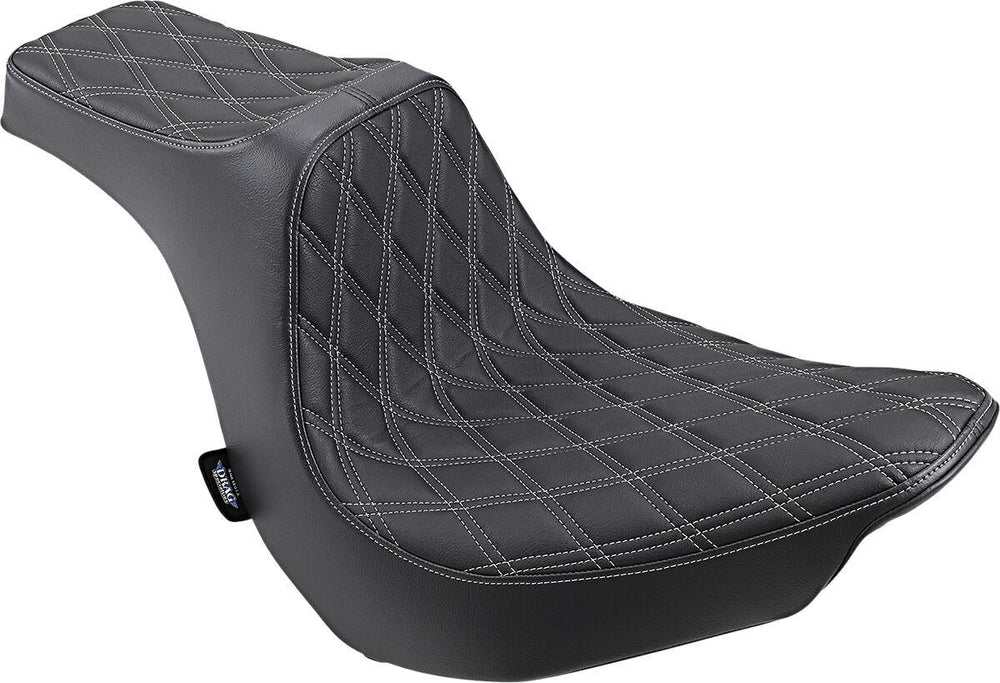 Drag Specialties Predator III Seat For Harley Davidson FLFB 1750 2018-2020 Silver Stitching Double Diamond - Black Silver